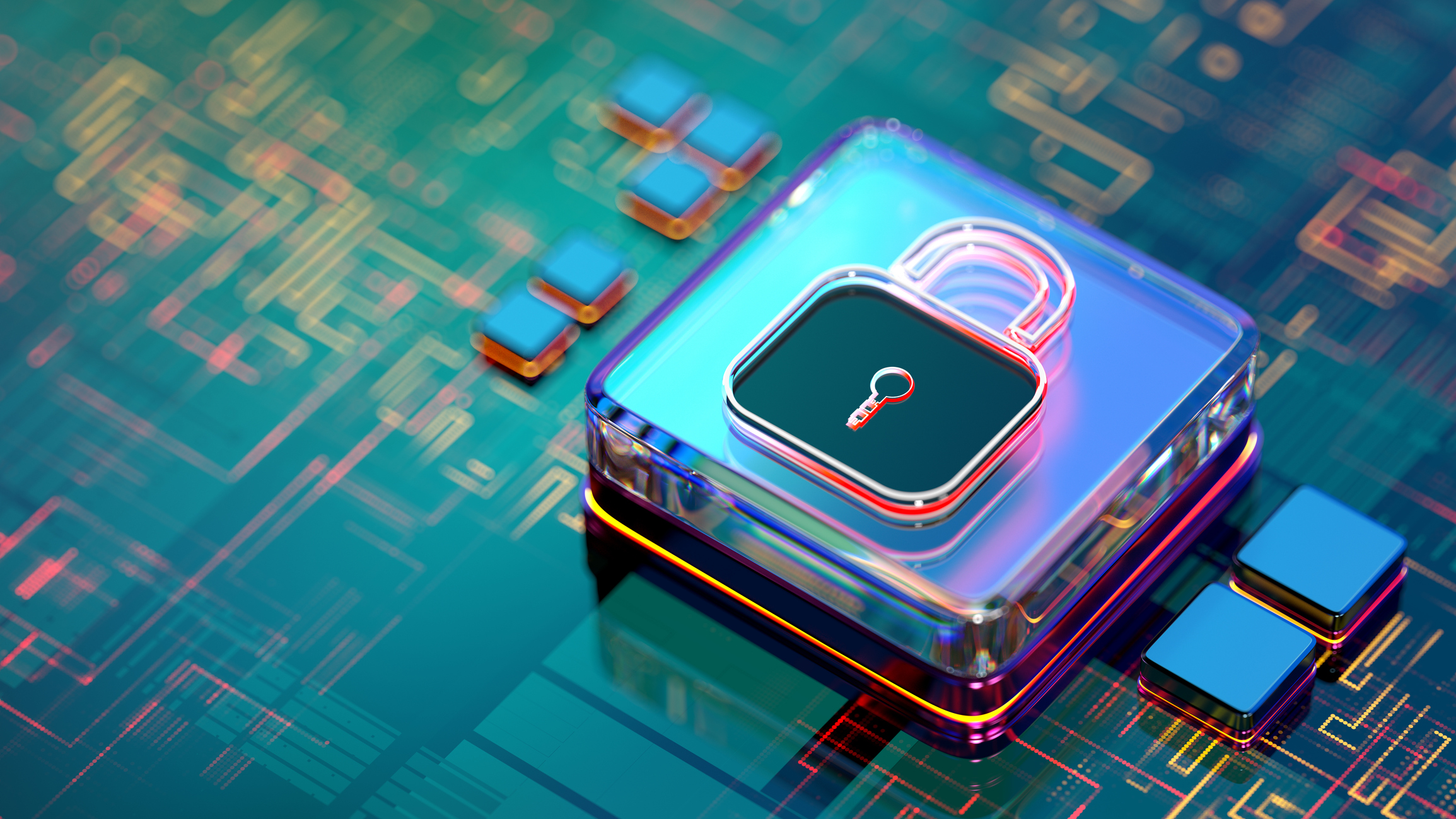 Cyber security. Network protection. Lock sign on digital cpu. Data Breach Cybersecurity Network Protection 2186684990
