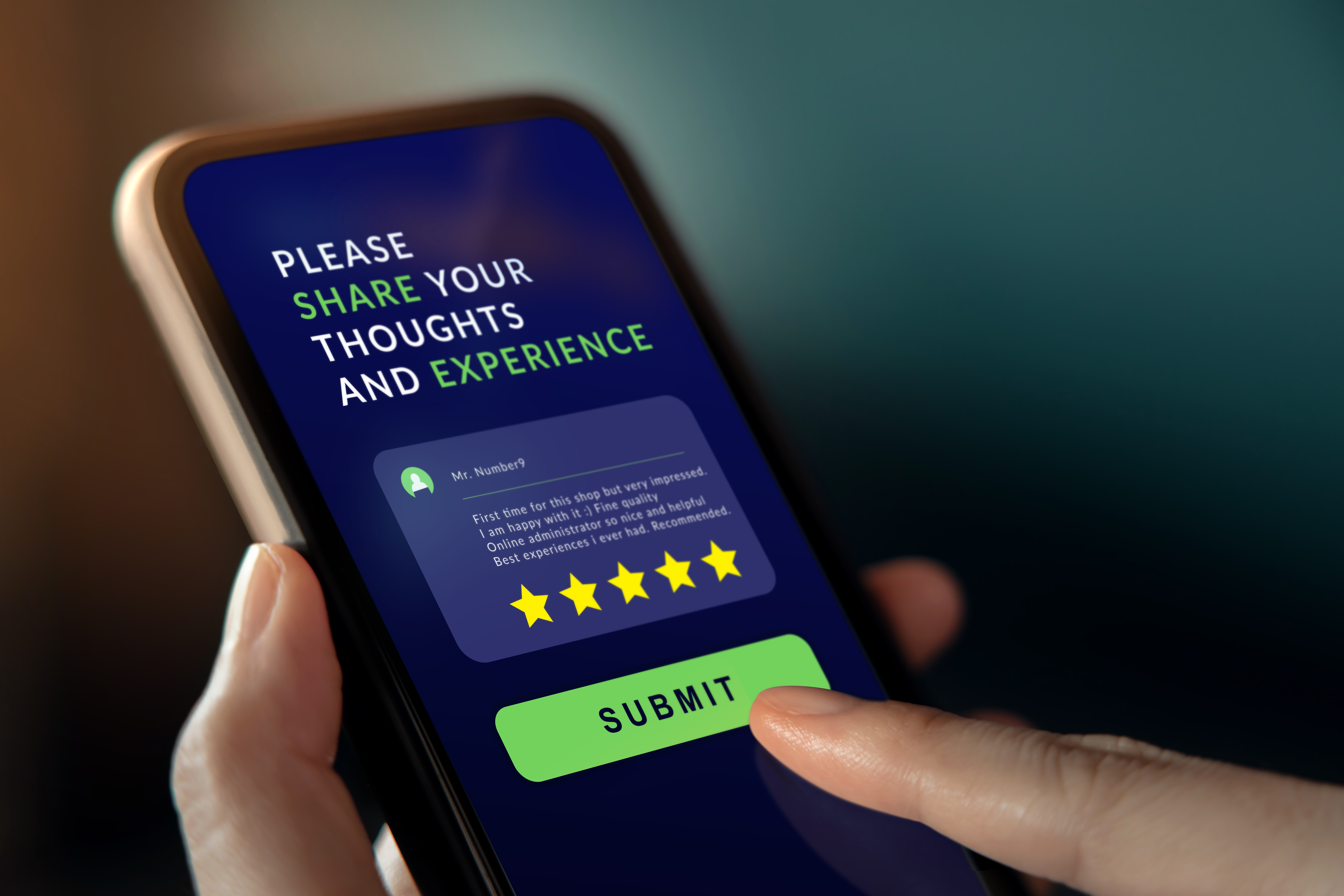 Customer Experiences Concept. Woman Using Mobile Phone to Giving Feedback via the Internet. Positive Review. Client Satisfaction Surveys Leaving a review on a mobile phone app
